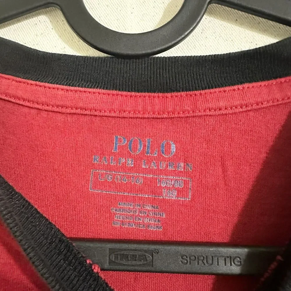 Polo Ralph Lauren T-Shirt Boys Youth Size (14-16) Long Sleeve Red/Black/White